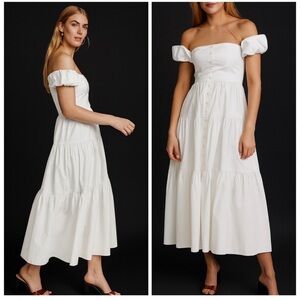 “Elio” White Off-Shoulder Dress by STAUD